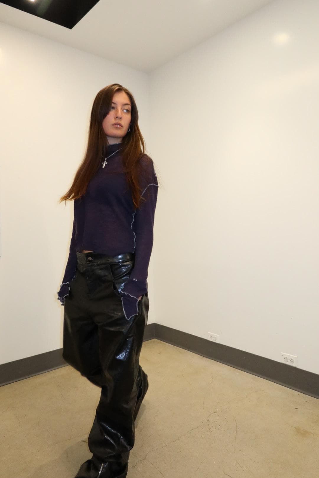 Cut&sew Distressed knit top