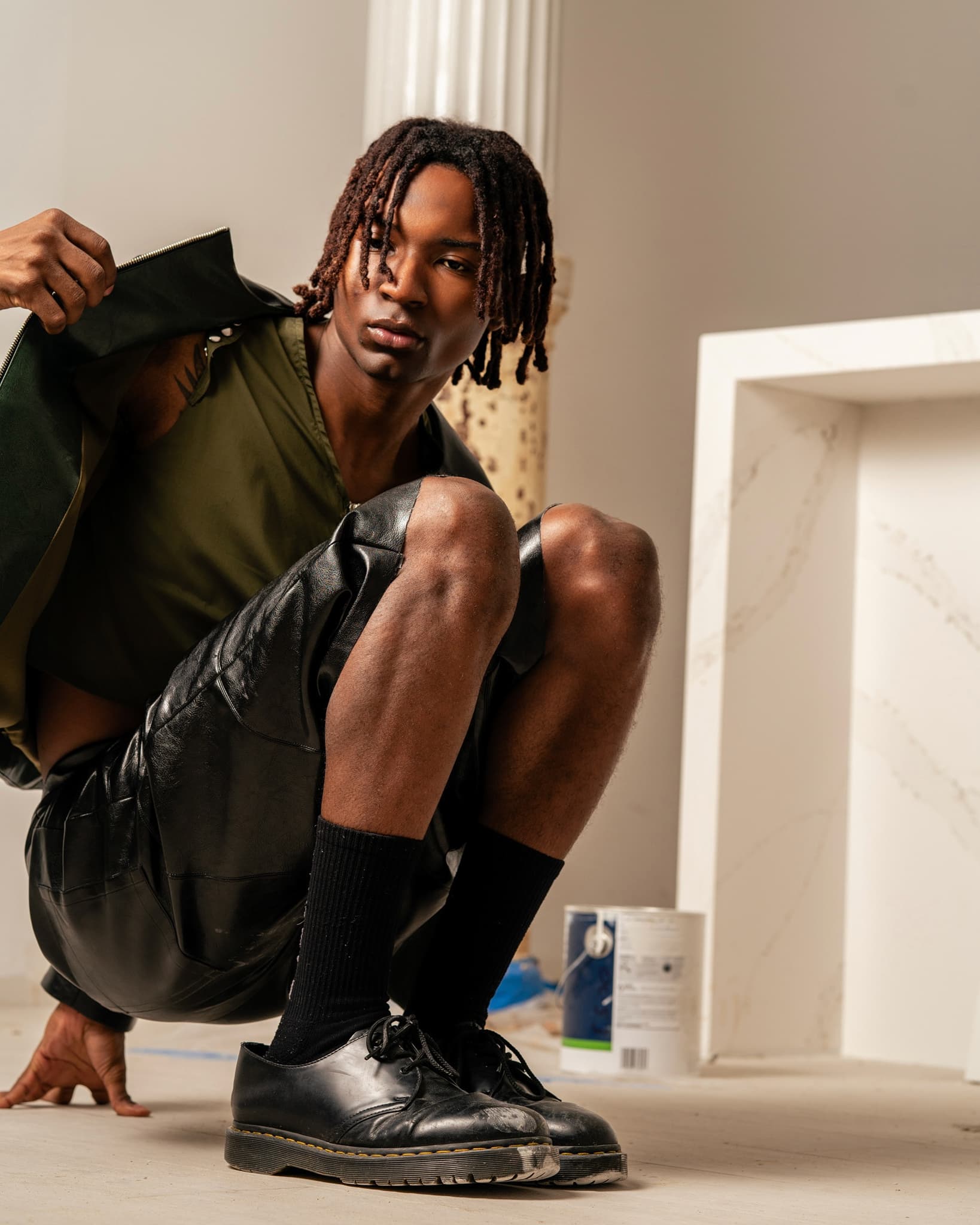 Faux leather mixed with embossed zebra leather Jacket alternate view