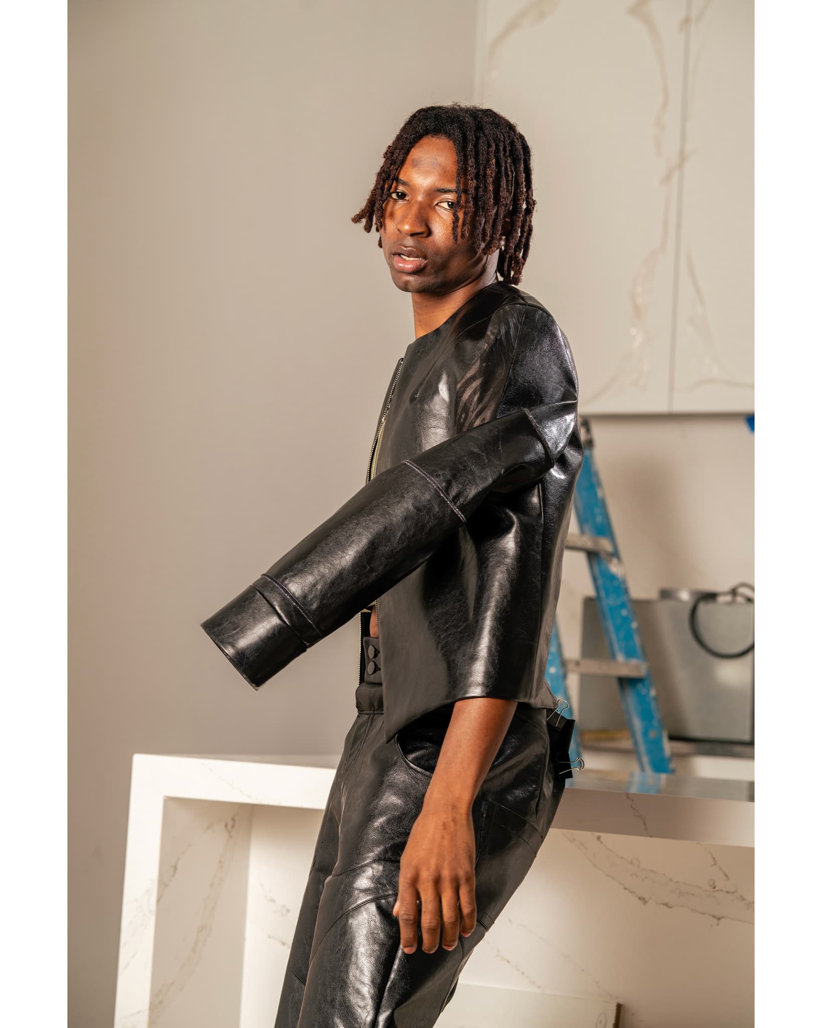 Faux leather mixed with embossed zebra leather Jacket thumbnail 3