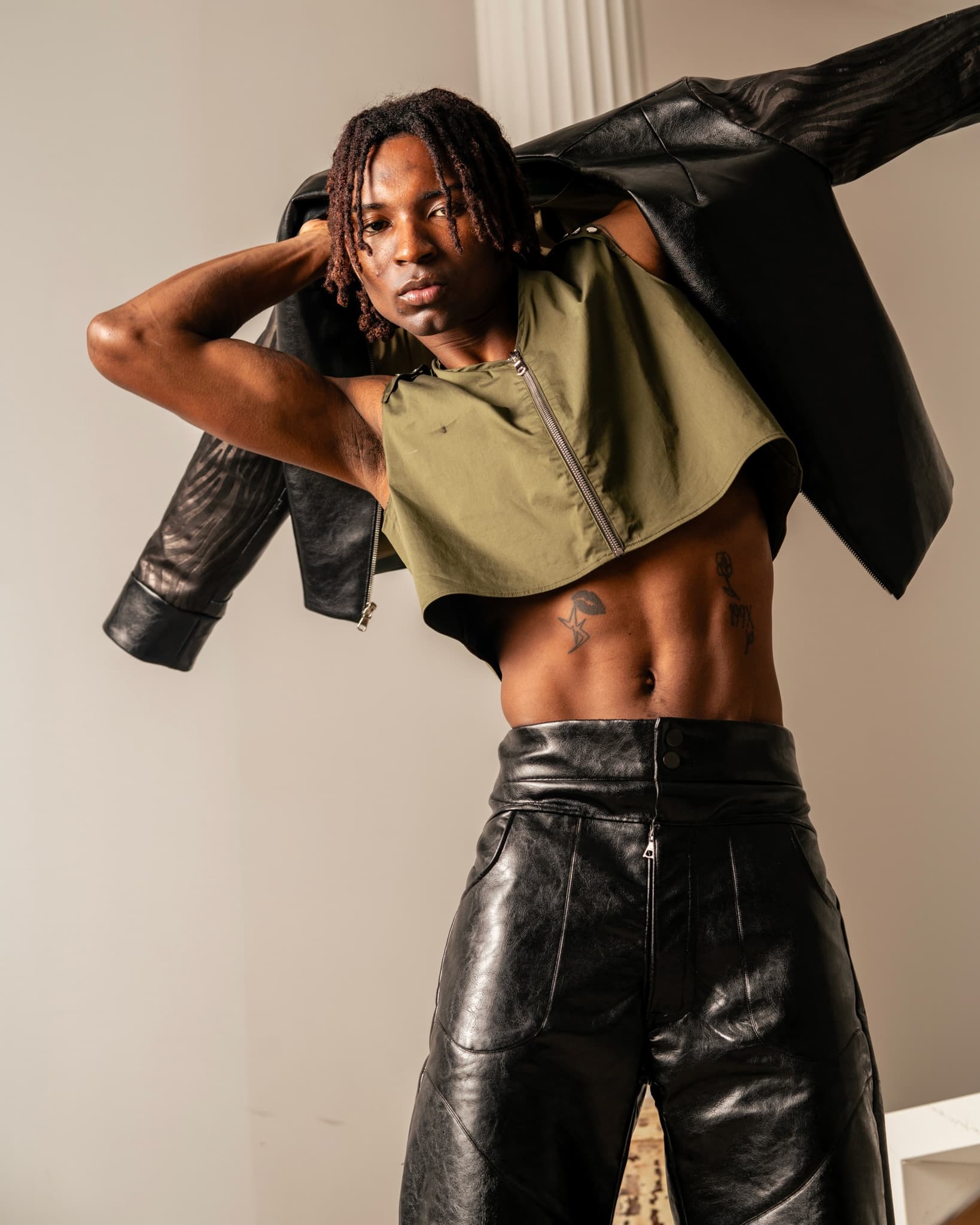 Faux leather mixed with embossed zebra leather Jacket thumbnail 5