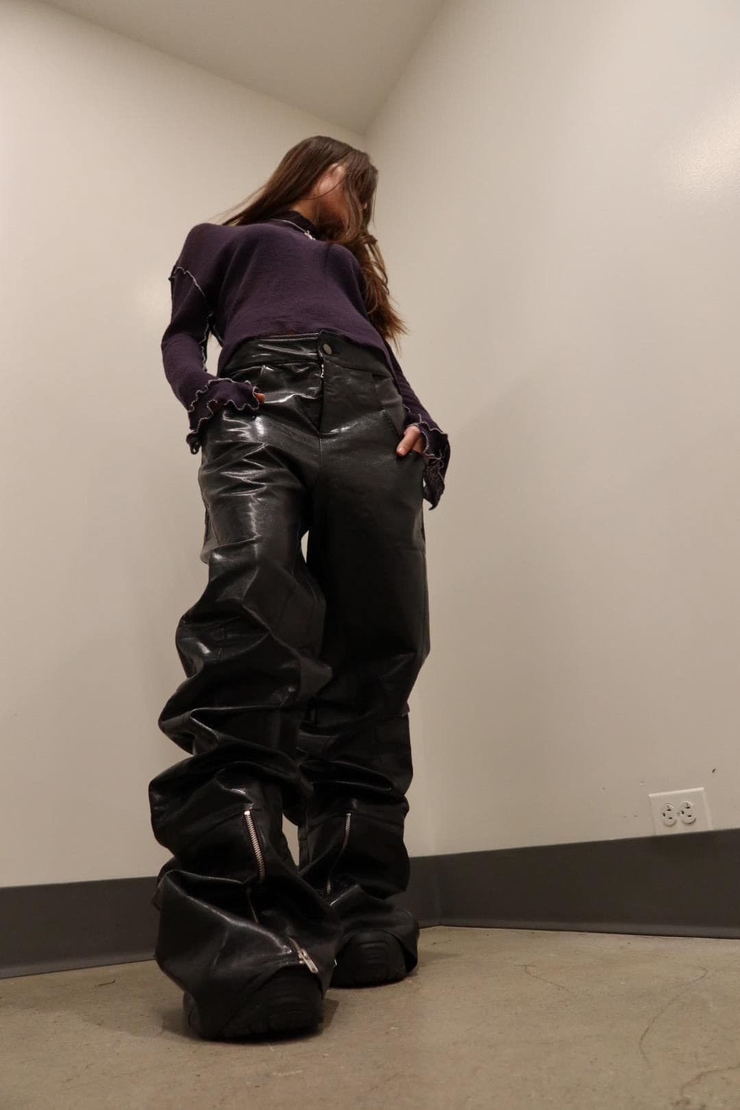 over sized faux leather pants thumbnail 10