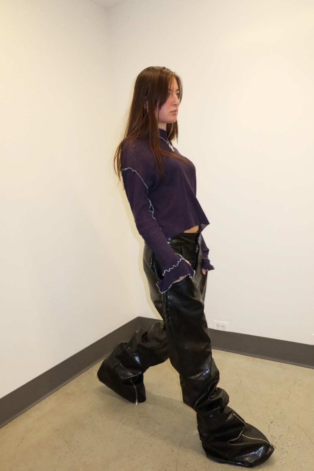 over sized faux leather pants thumbnail 12