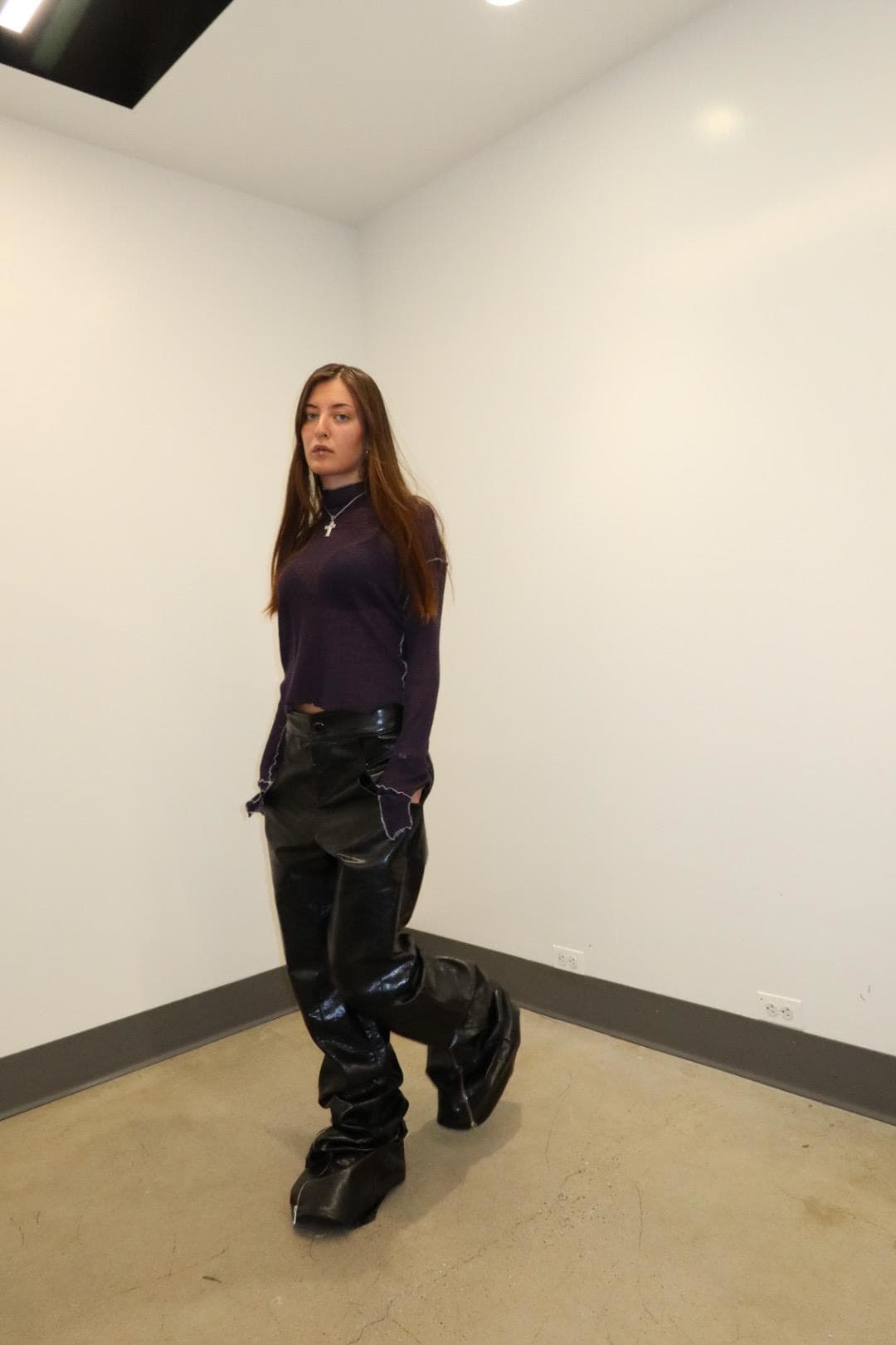 over sized faux leather pants thumbnail 14