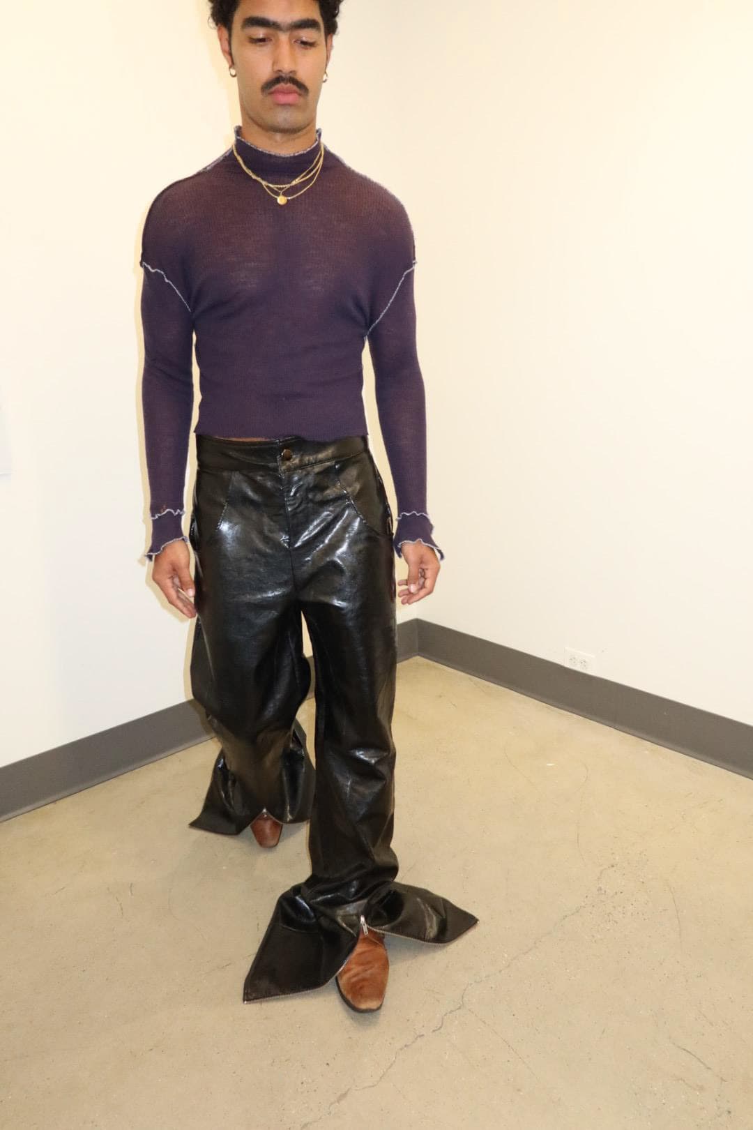 over sized faux leather pants thumbnail 6