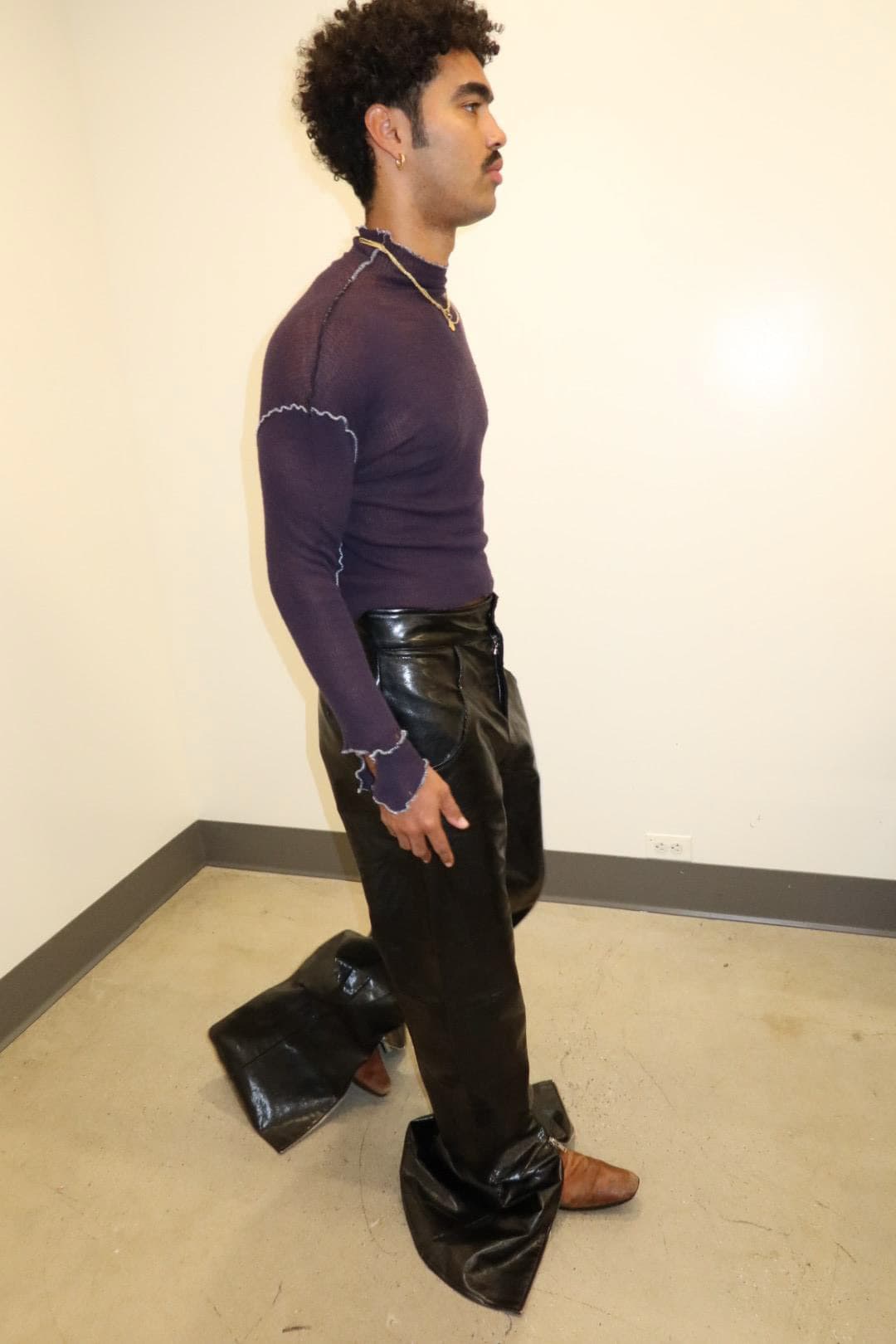 over sized faux leather pants thumbnail 7