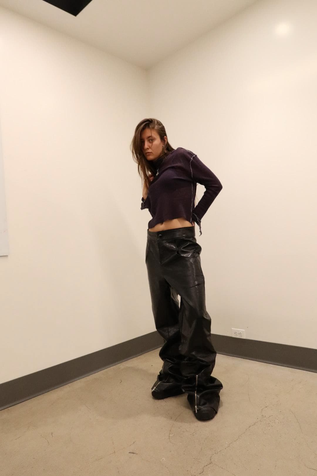 over sized faux leather pants thumbnail 8