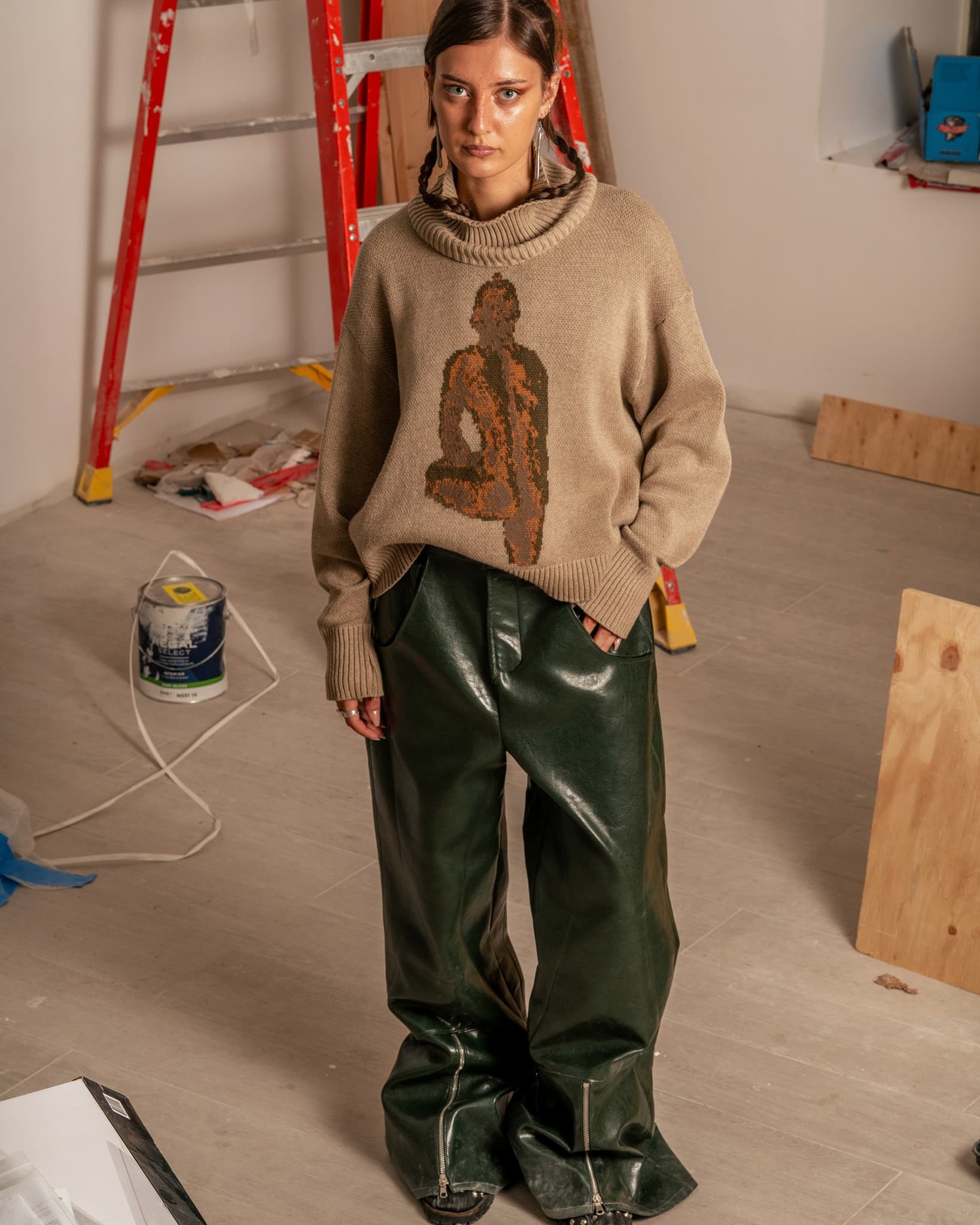 turtleneck sweater with intarsia pattern thumbnail 5